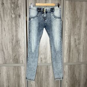 Freddy WR.UP Skinny Jeans M/6 Non Slip Waist Stretch Zip Closure Acid Blue